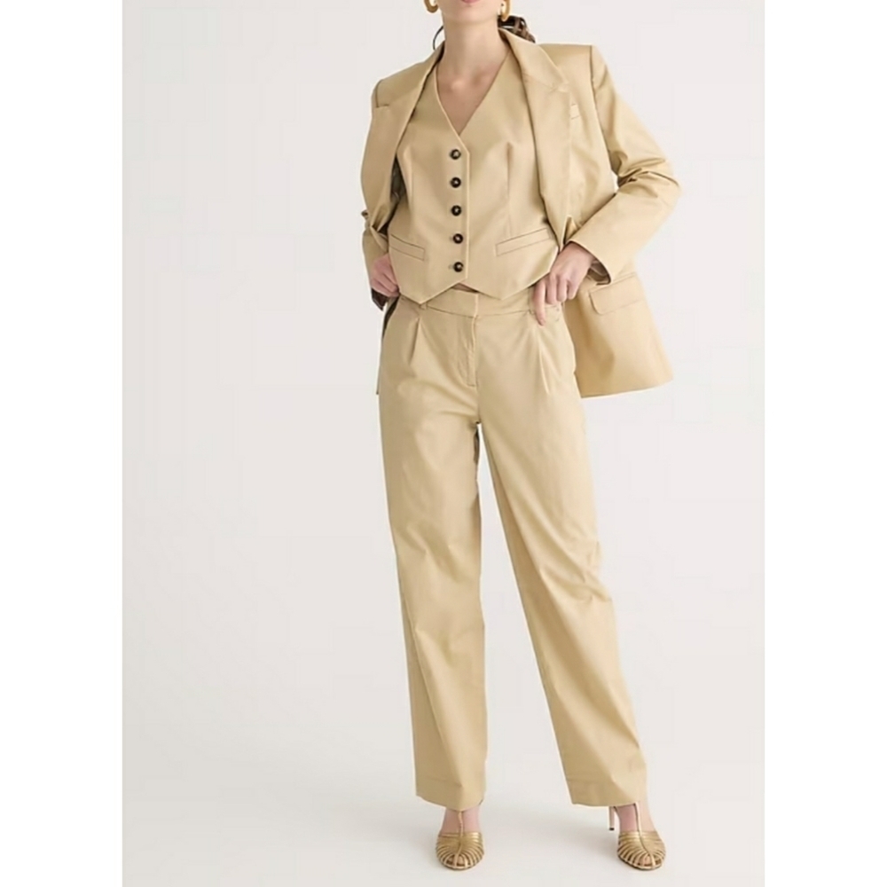 J.Crew Wide leg pleated kakhis